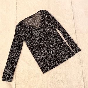 Ann Taylor black and cream print blouse